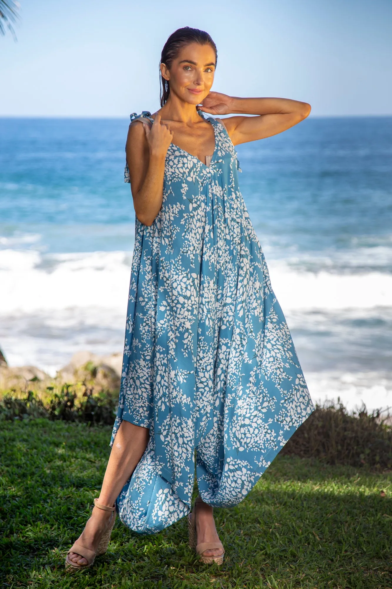 Gypsy Jumpsuit in Premium Bird Cay Blue Robin