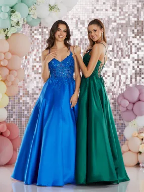 Hayden  by Tiffany’s satin prom dress ballgown 2 colours dark green, royal