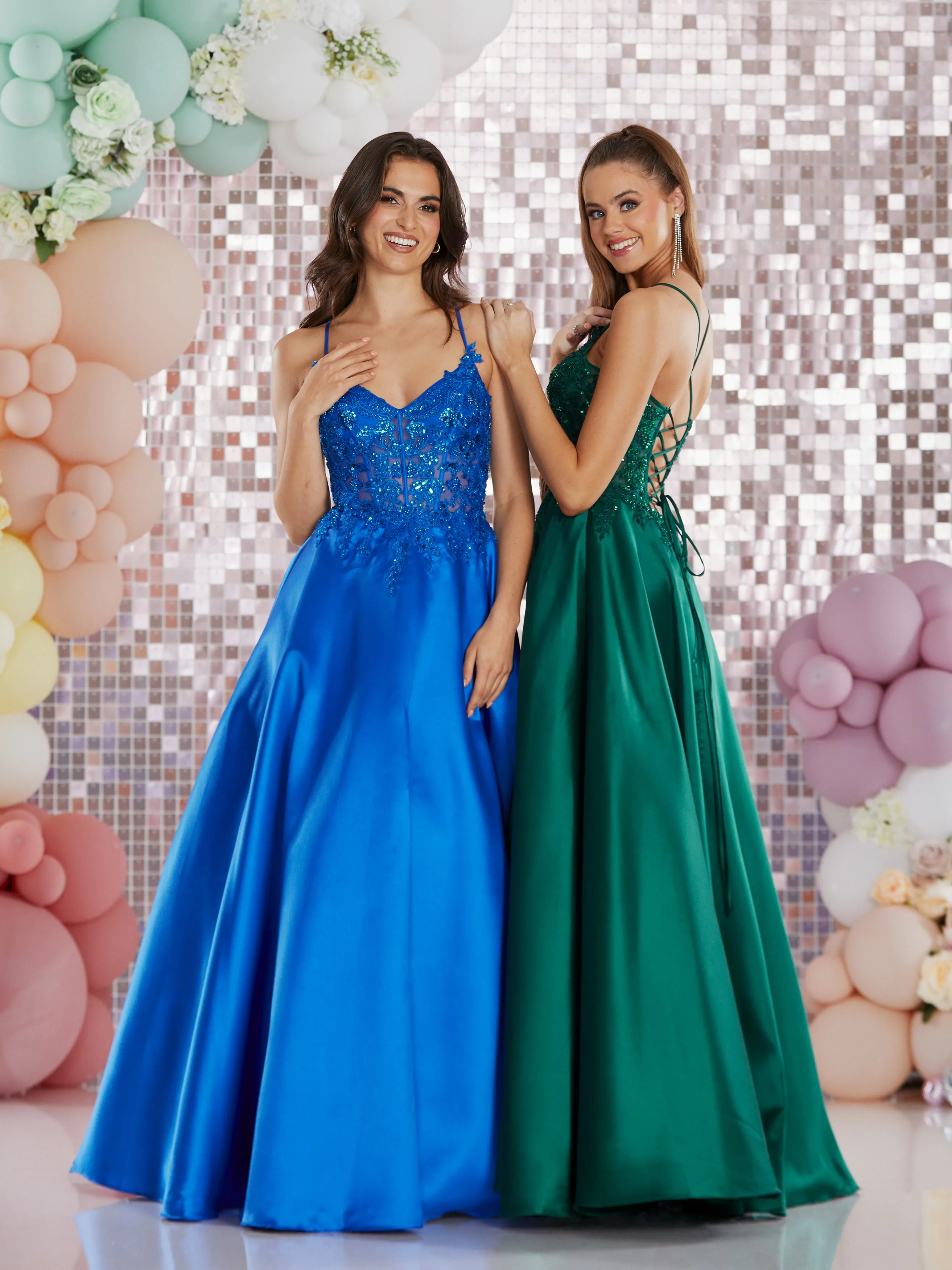 Hayden  by Tiffany’s satin prom dress ballgown 2 colours dark green, royal