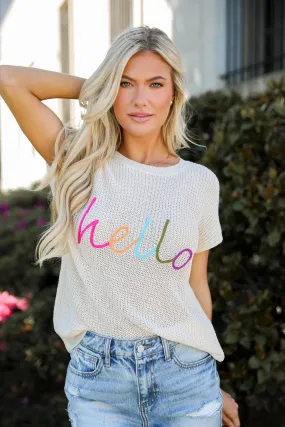 Hello Cream Lightweight Knit Top