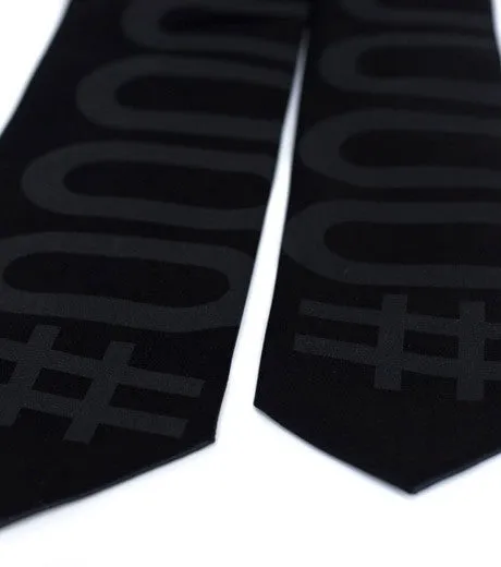 Hexadecimal Code Silk Necktie. Black Tie #000000.