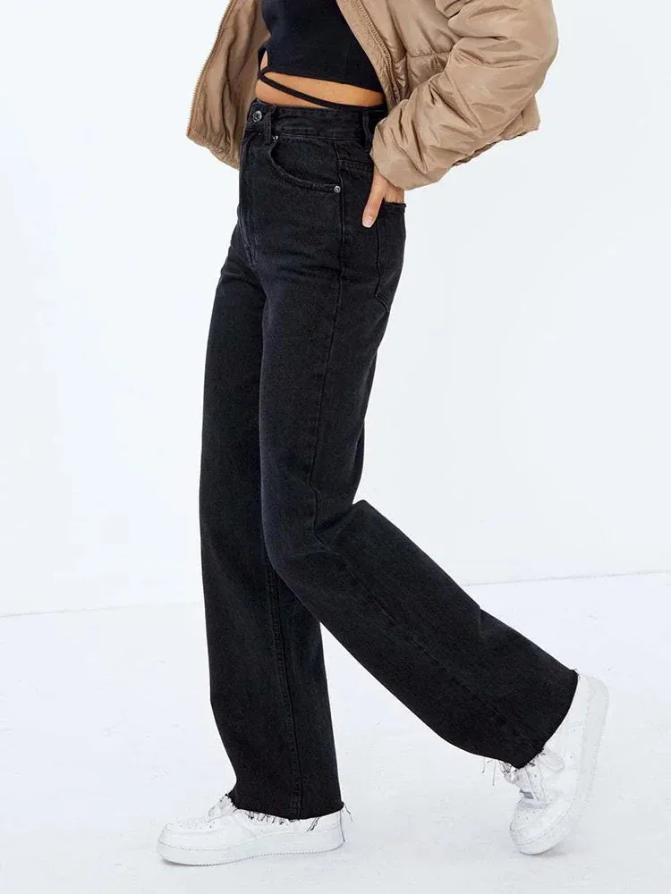 High Waist Wide Leg Baggy Oversized Classic Casual Brown Jean