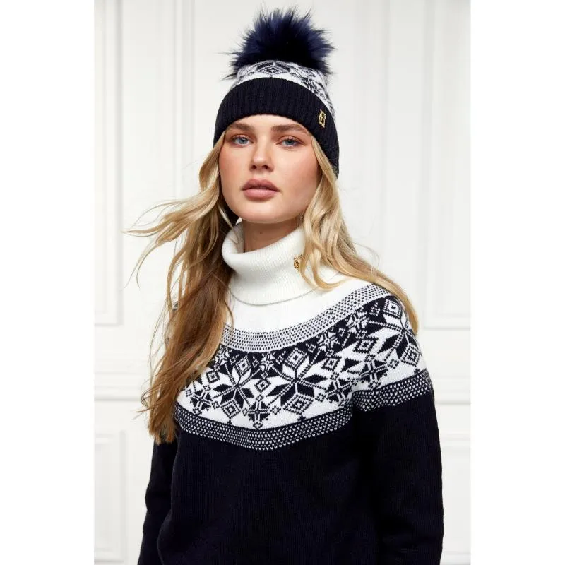 Holland Cooper Beatrice Ladies Bobble Hat - Ink Navy Cream