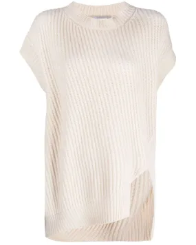 Ivory Rib Knit Short Sleeve Jumper