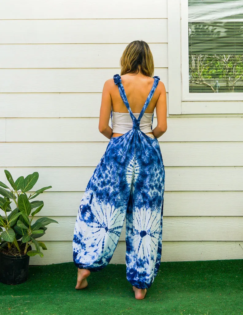 J33- Shibori Hand Dyed  Hippie Racerback Jumpsuit Romper