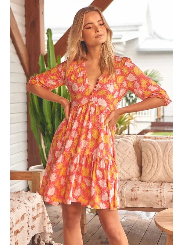 JAASE Follow the Sun Print Finch Mini Dress - Orange