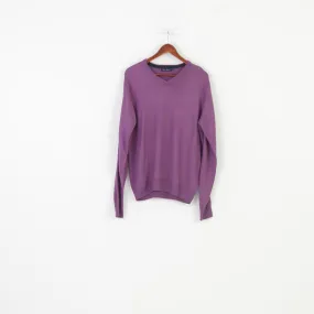 James Pringle Men M Jumper V Neck Purple Sweater Acrylic Classic Top