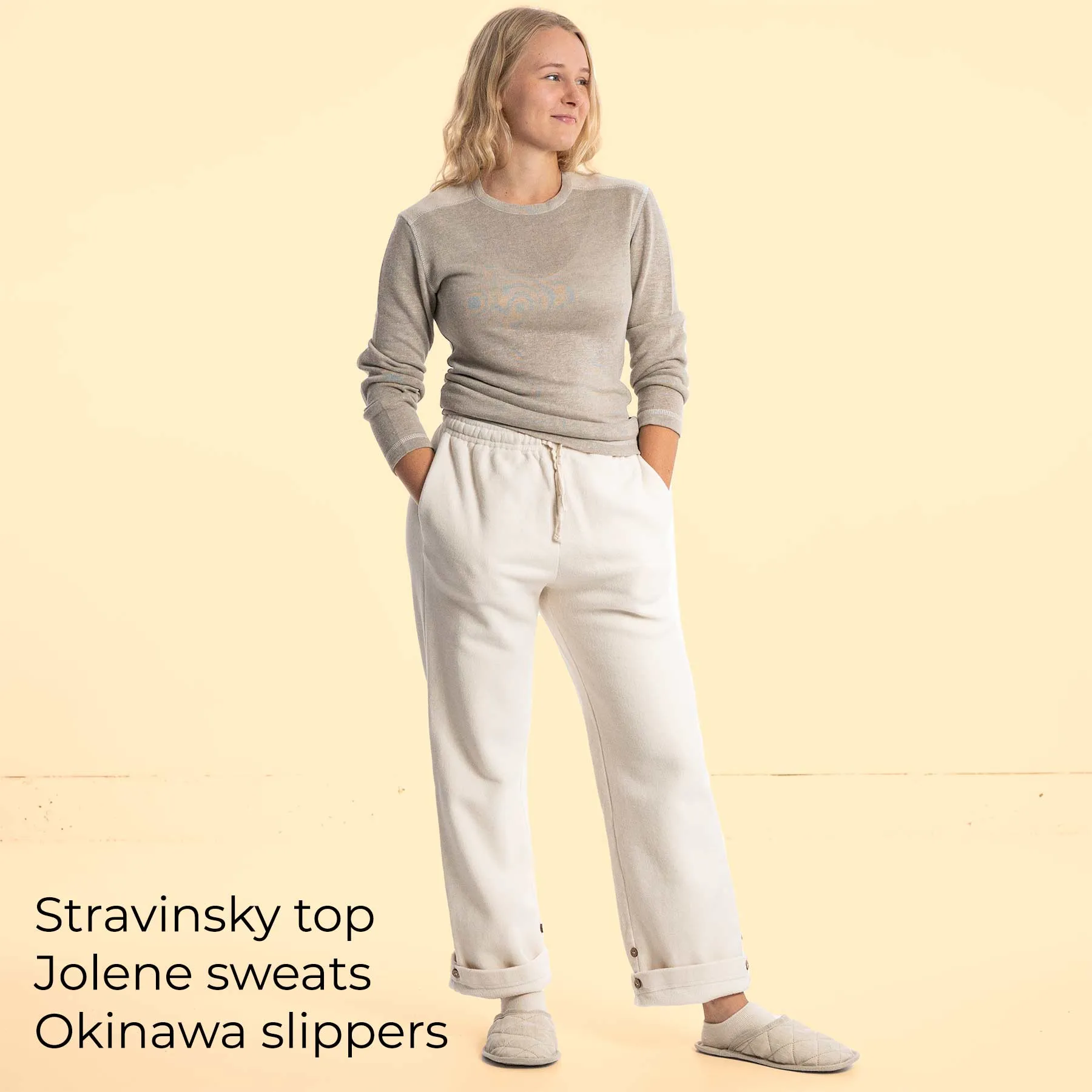 JOLENE Women's 100% Organic Cotton Fleece Sweat Pants (Choice of Organic Elastic)