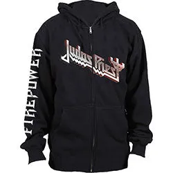 Judas Priest Unisex Zipped Hoodie: Firepower (Back Print)