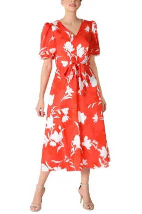 Julia Jordan Floral Balloon Sleeve Midi Dress