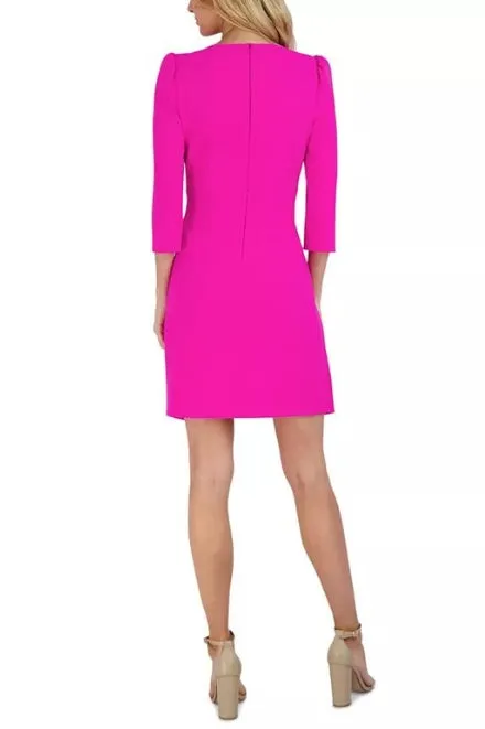 Julia Jordan Puffed-Shoulder Twist-Front Crepe Dress