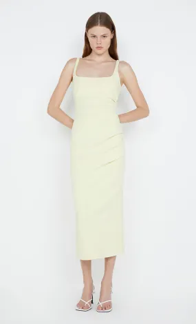 KARINA TUCK MIDI DRESS - LEMON