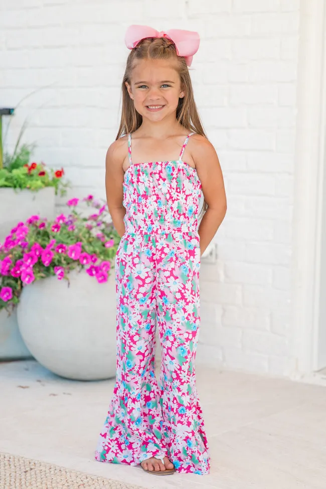 Kid's Aware of This Pink Floral Flare Leg Jumpsuit