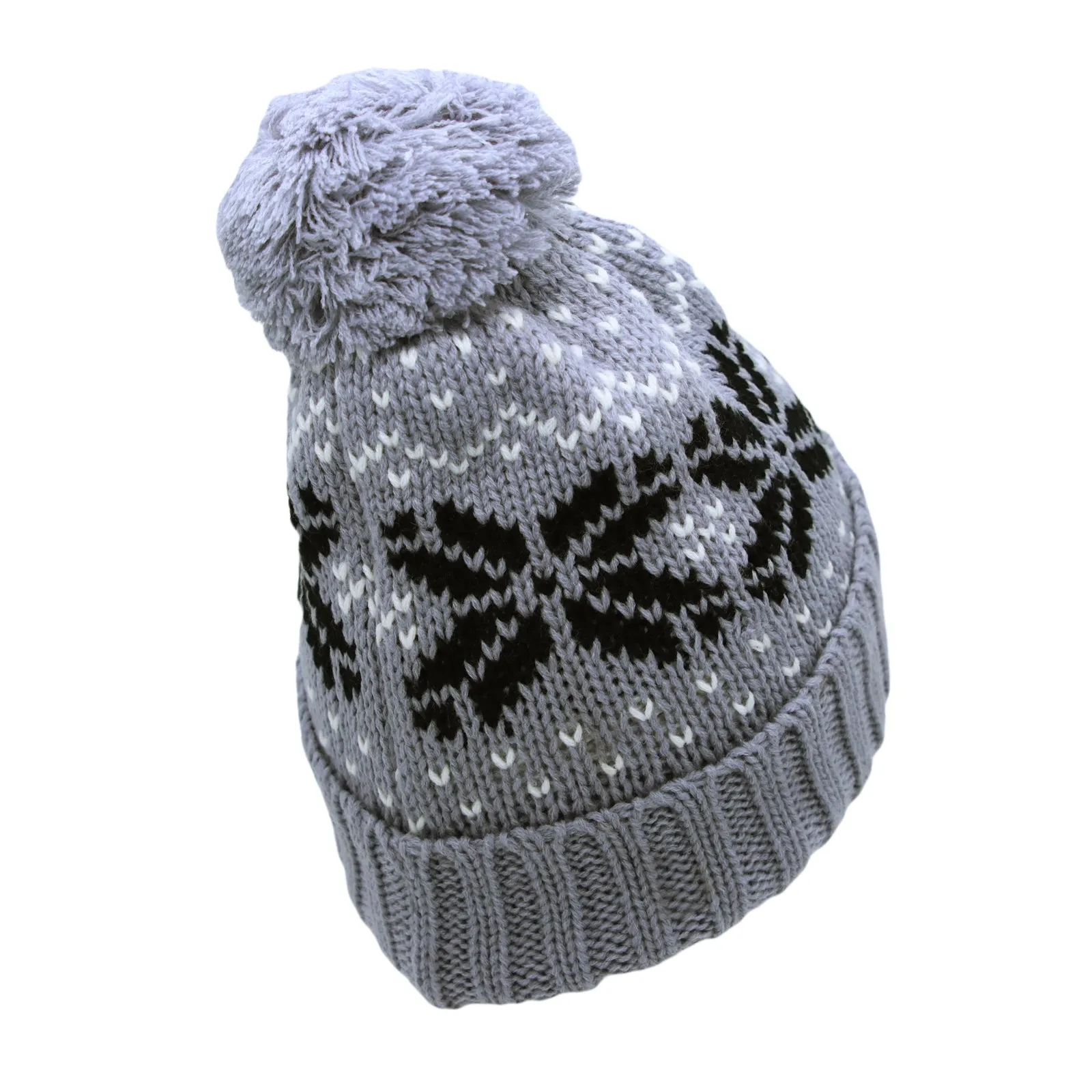 Knit Fair Isle Nordic Bobble Pom Beanie Hat JZP0026