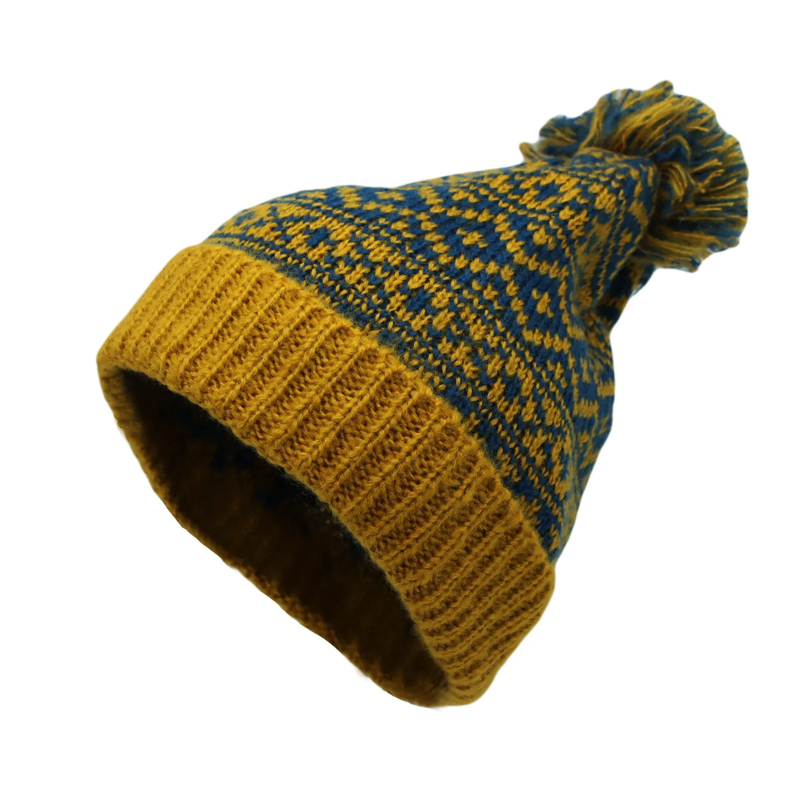 Knit Fair Isle Nordic Bobble Pom Beanie Hat JZP0026