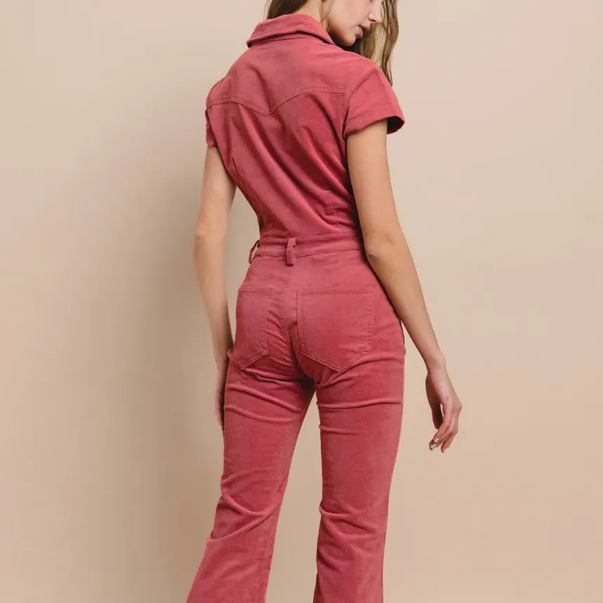 Knoxville Corduroy Button Up Flare Jumpsuit