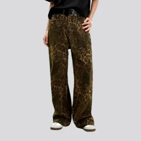 Leopard-print baggy jeans
 for women