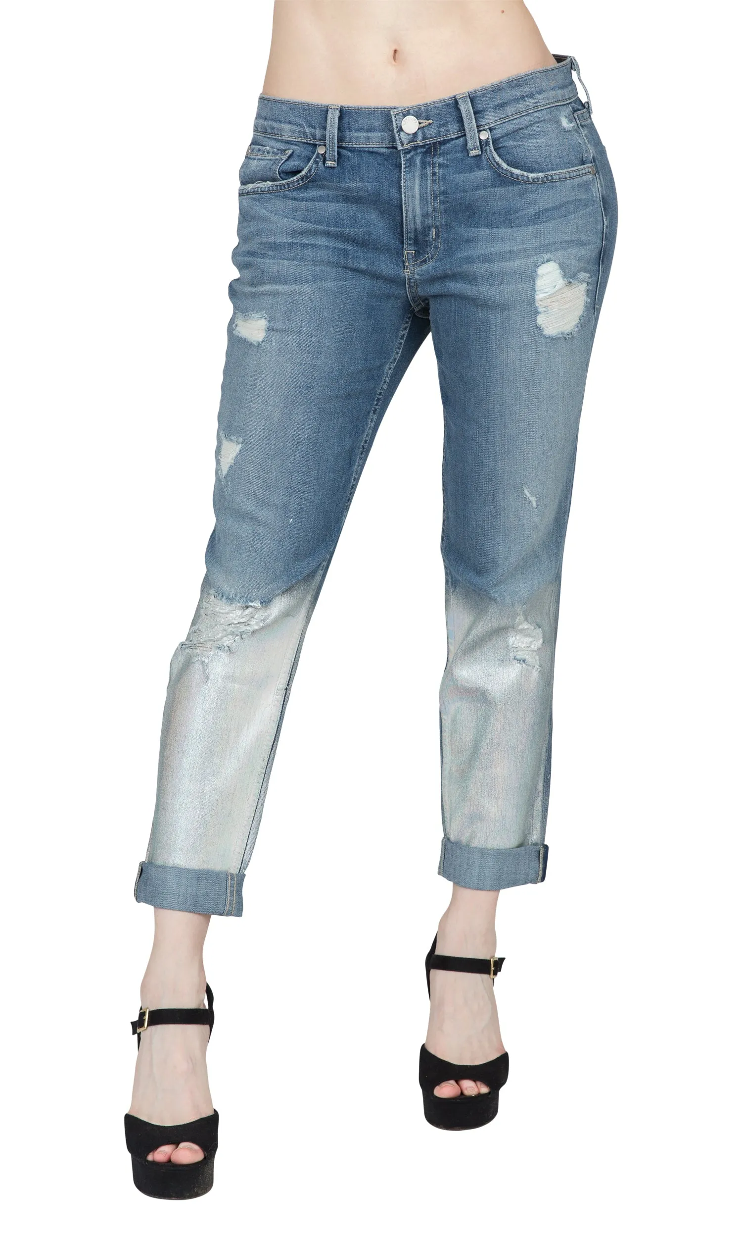 Level 99 Sienna Boyfriend Cut Hologram Denim