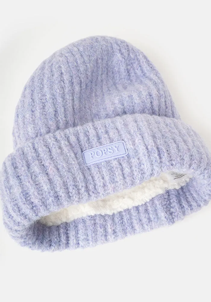 Lilac Knitted Beanie Hat