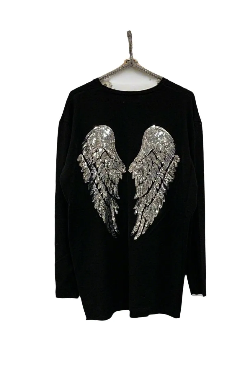 Limited Edition Angels Batwing Jumper In Cobalt Blue Made In Italy By Feathers Of Italy