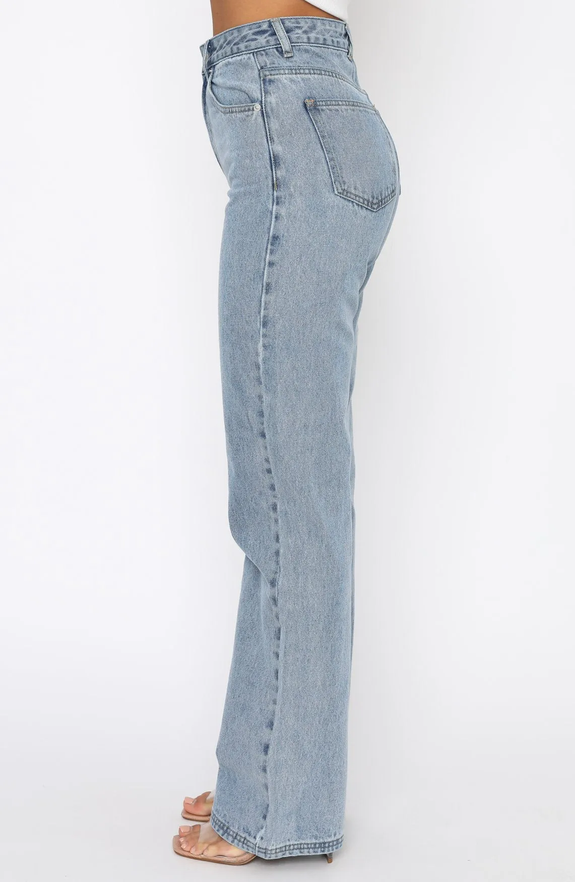 Long Way To Go High Rise Straight Leg Jeans Washed Blue