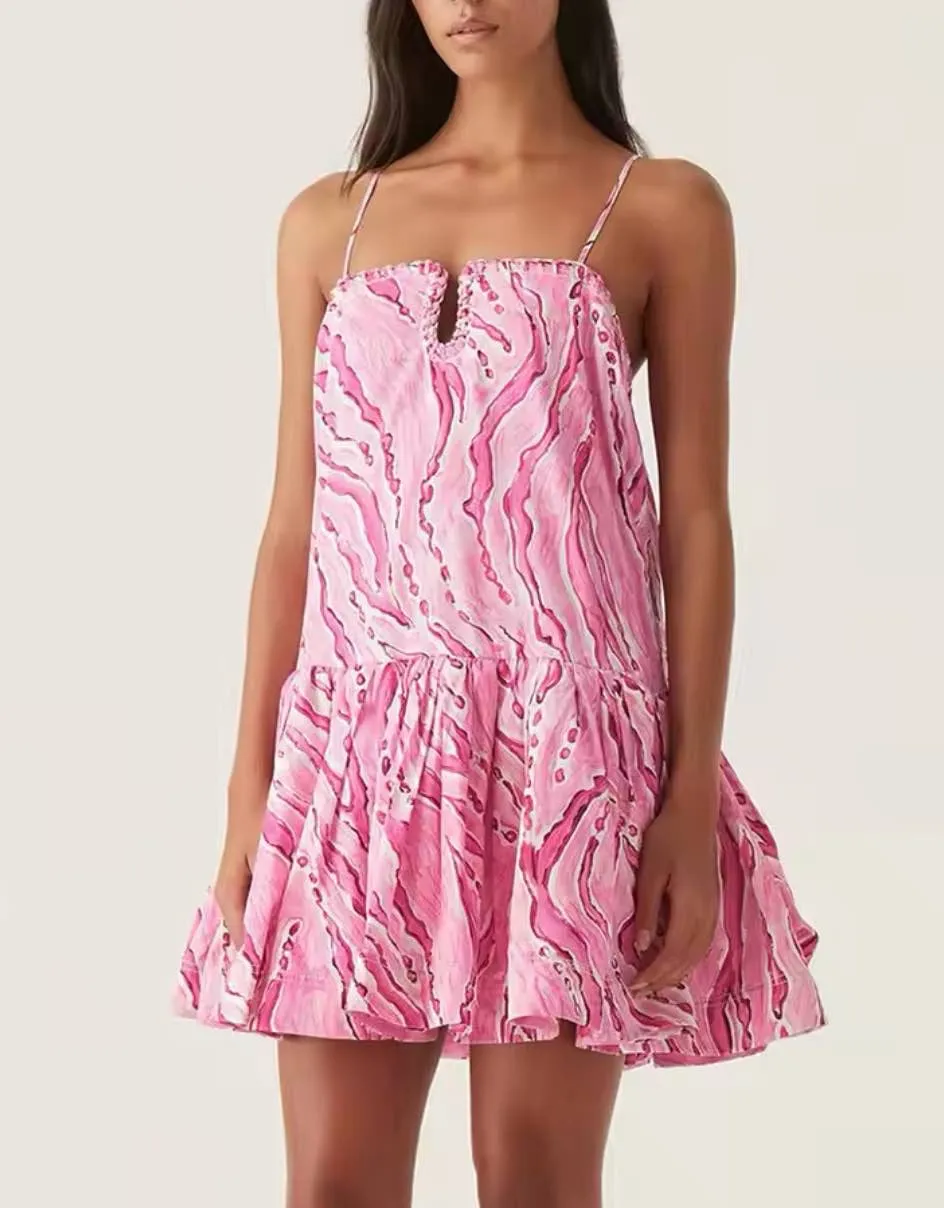 Loose Flared Ruffle Short Dress