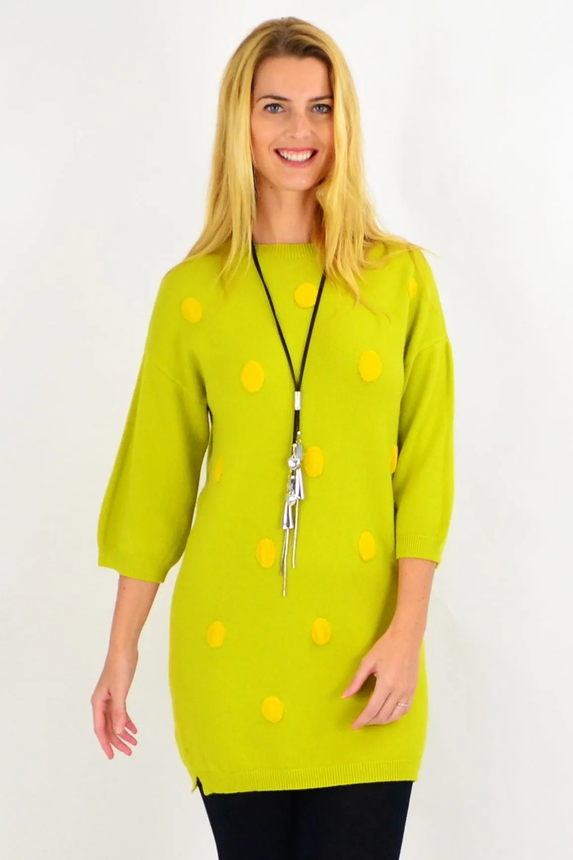 Lucy Lime Green Knit Tunic Jumper