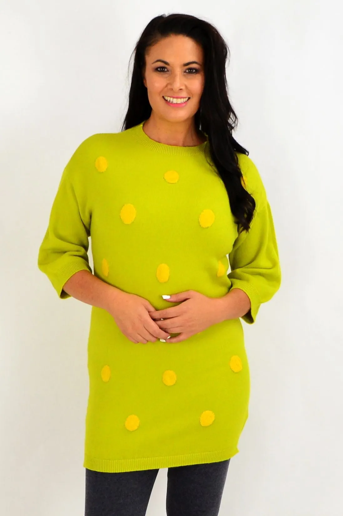 Lucy Lime Green Knit Tunic Jumper