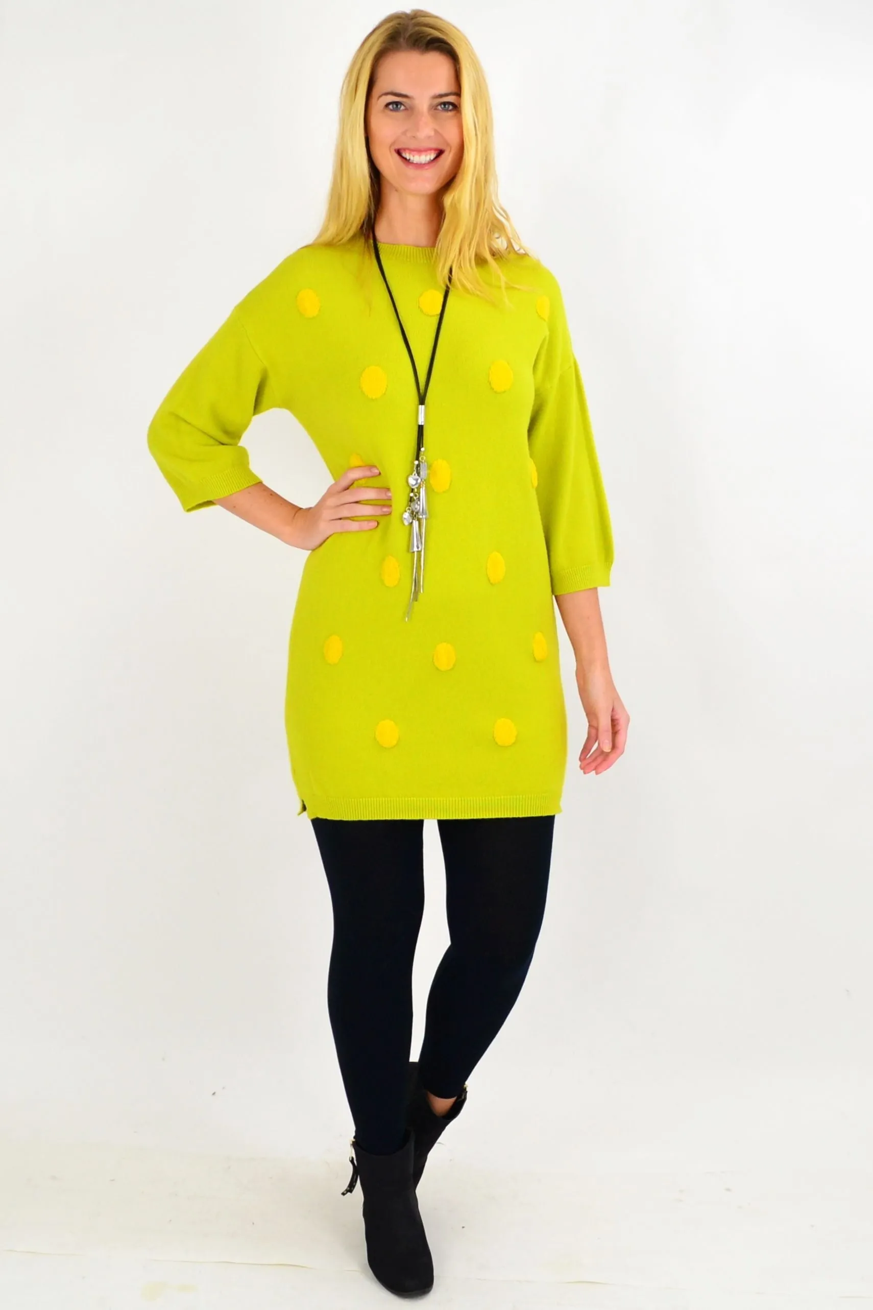 Lucy Lime Green Knit Tunic Jumper