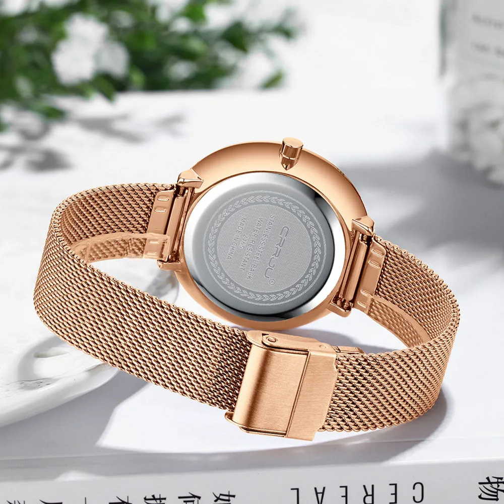 Luxury Casual Simple Ladies Daily Dress Mesh Minimalist Waterproof Quartz Wristwatch