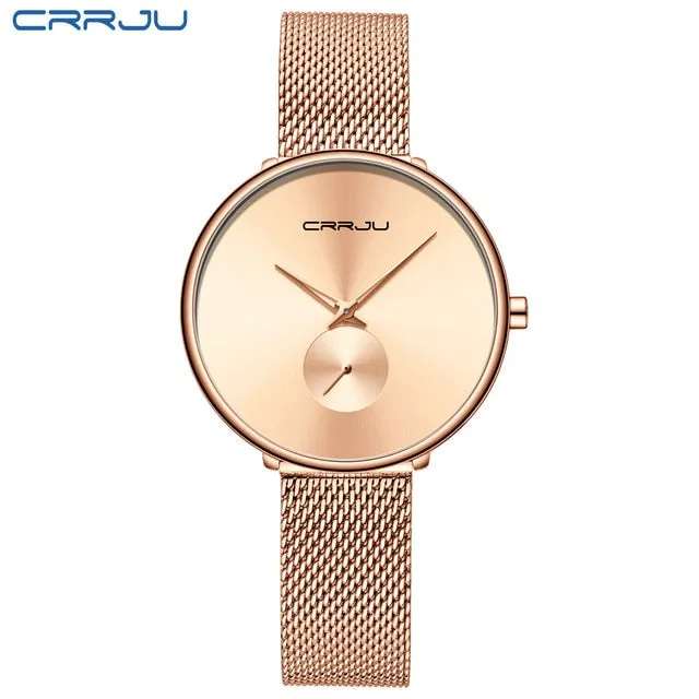 Luxury Casual Simple Ladies Daily Dress Mesh Minimalist Waterproof Quartz Wristwatch