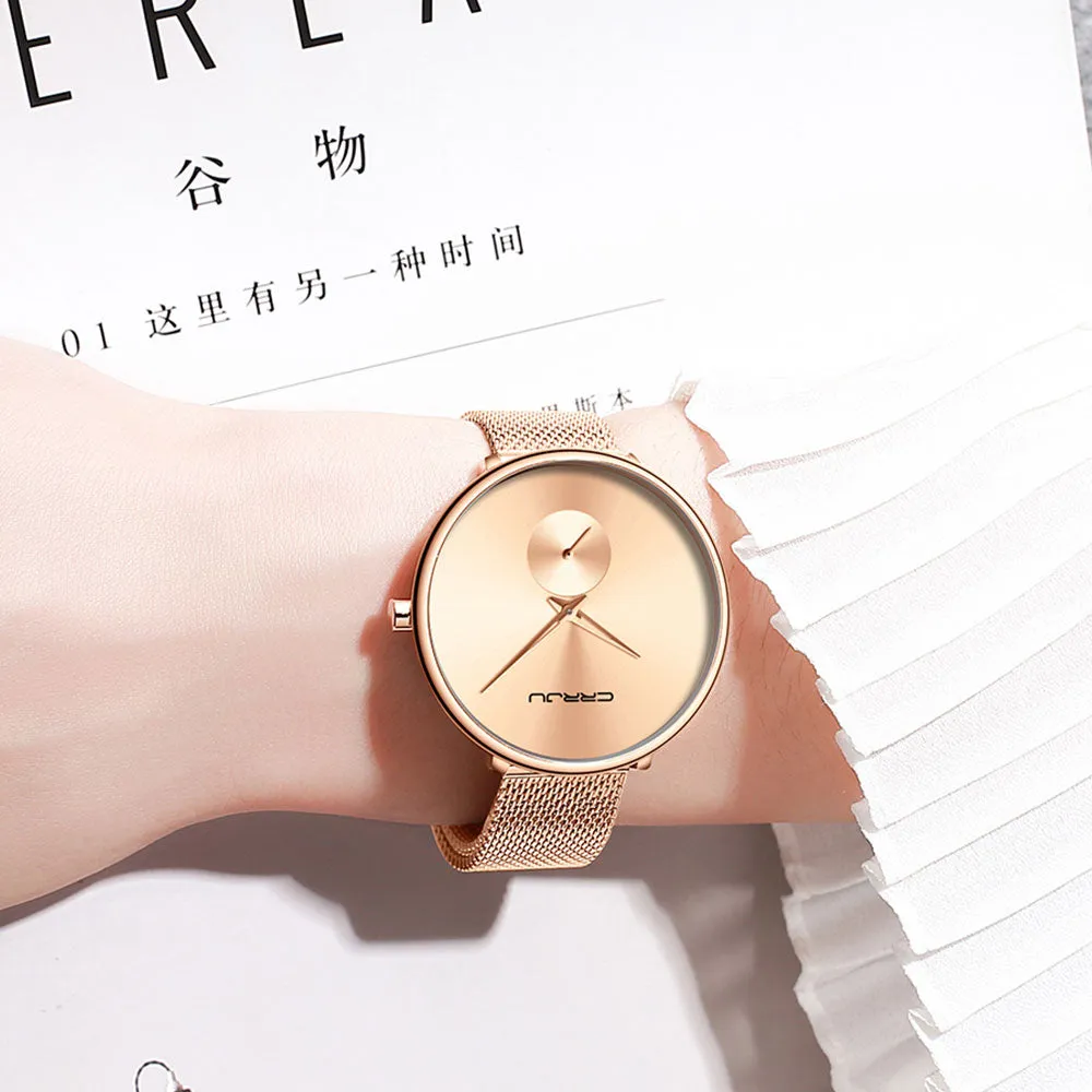 Luxury Casual Simple Ladies Daily Dress Mesh Minimalist Waterproof Quartz Wristwatch