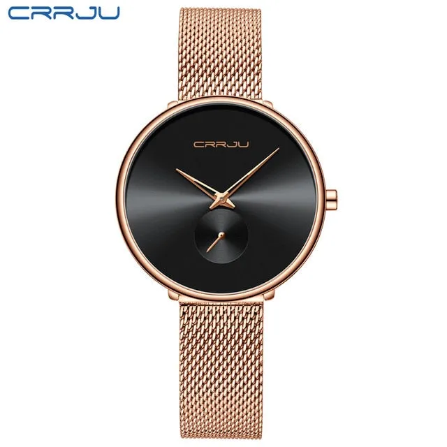 Luxury Casual Simple Ladies Daily Dress Mesh Minimalist Waterproof Quartz Wristwatch