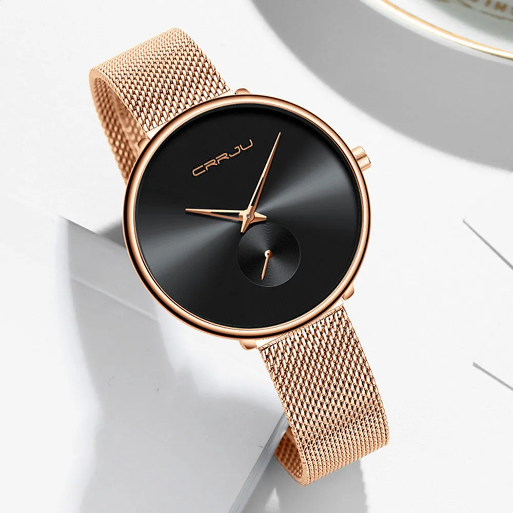 Luxury Casual Simple Ladies Daily Dress Mesh Minimalist Waterproof Quartz Wristwatch