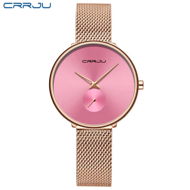 Luxury Casual Simple Ladies Daily Dress Mesh Minimalist Waterproof Quartz Wristwatch