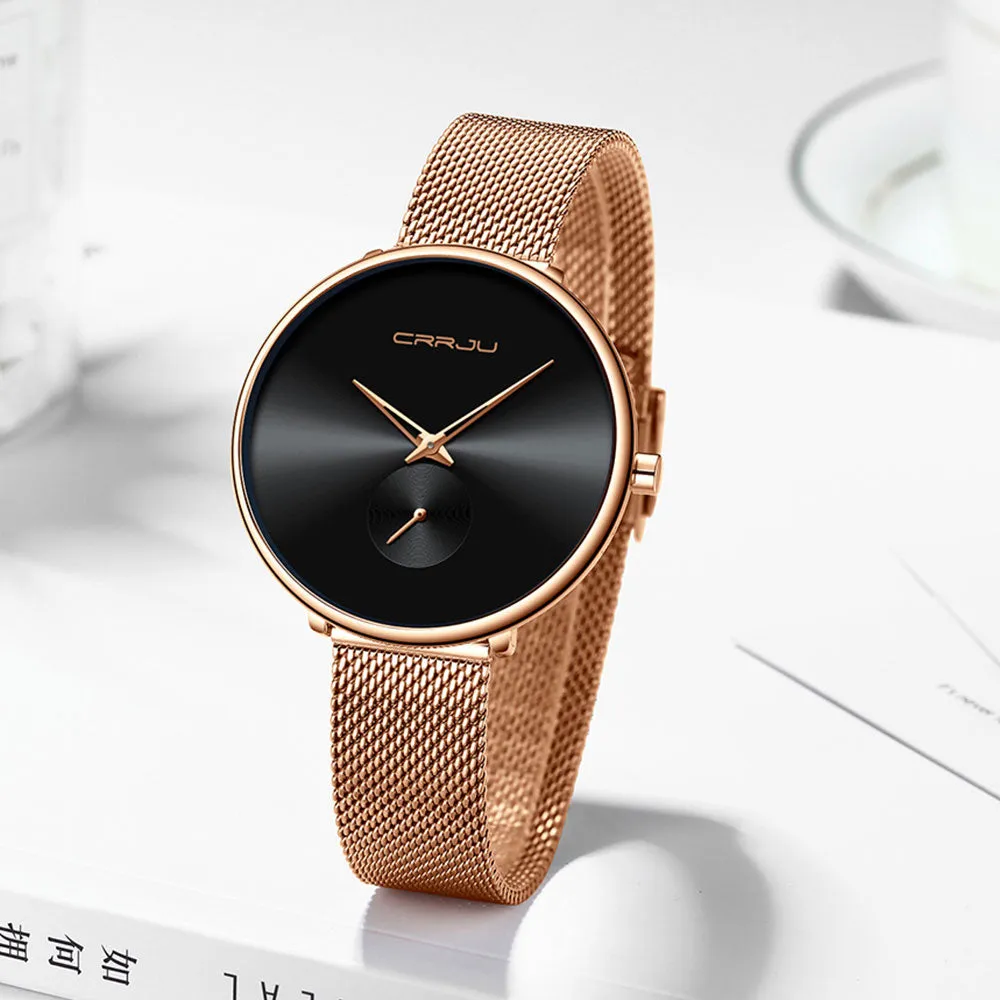 Luxury Casual Simple Ladies Daily Dress Mesh Minimalist Waterproof Quartz Wristwatch