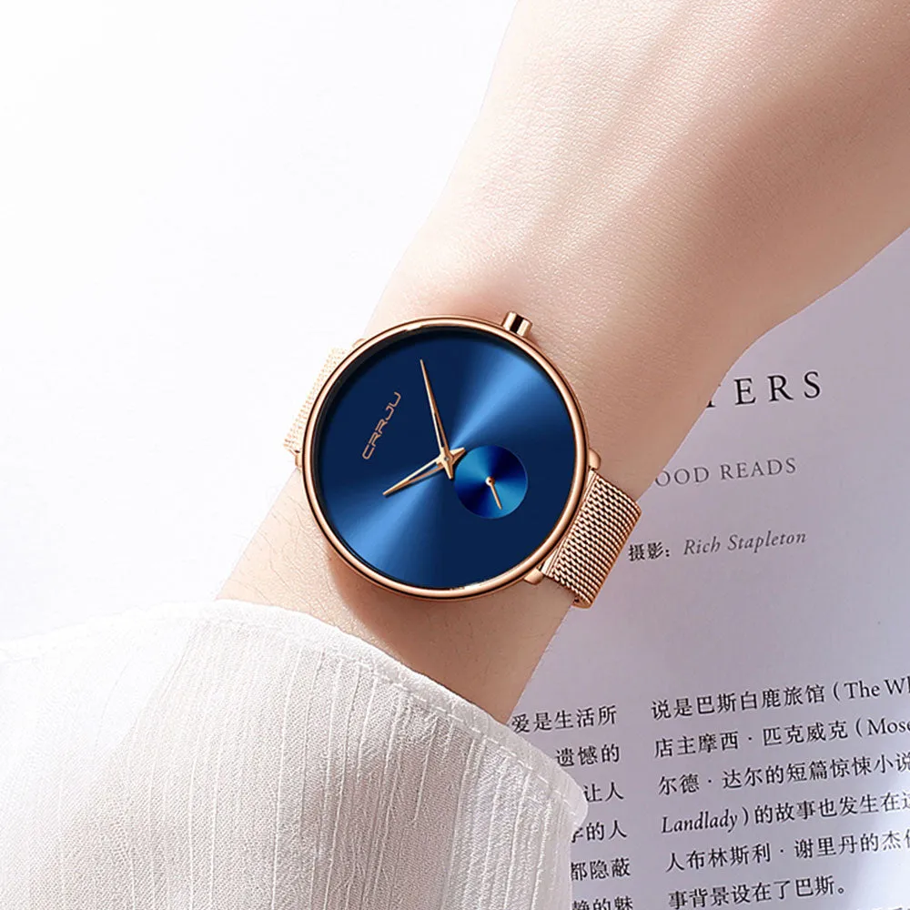 Luxury Casual Simple Ladies Daily Dress Mesh Minimalist Waterproof Quartz Wristwatch