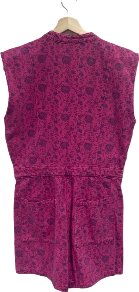 Mango Pink Floral Print Short Sleeve playsuit M