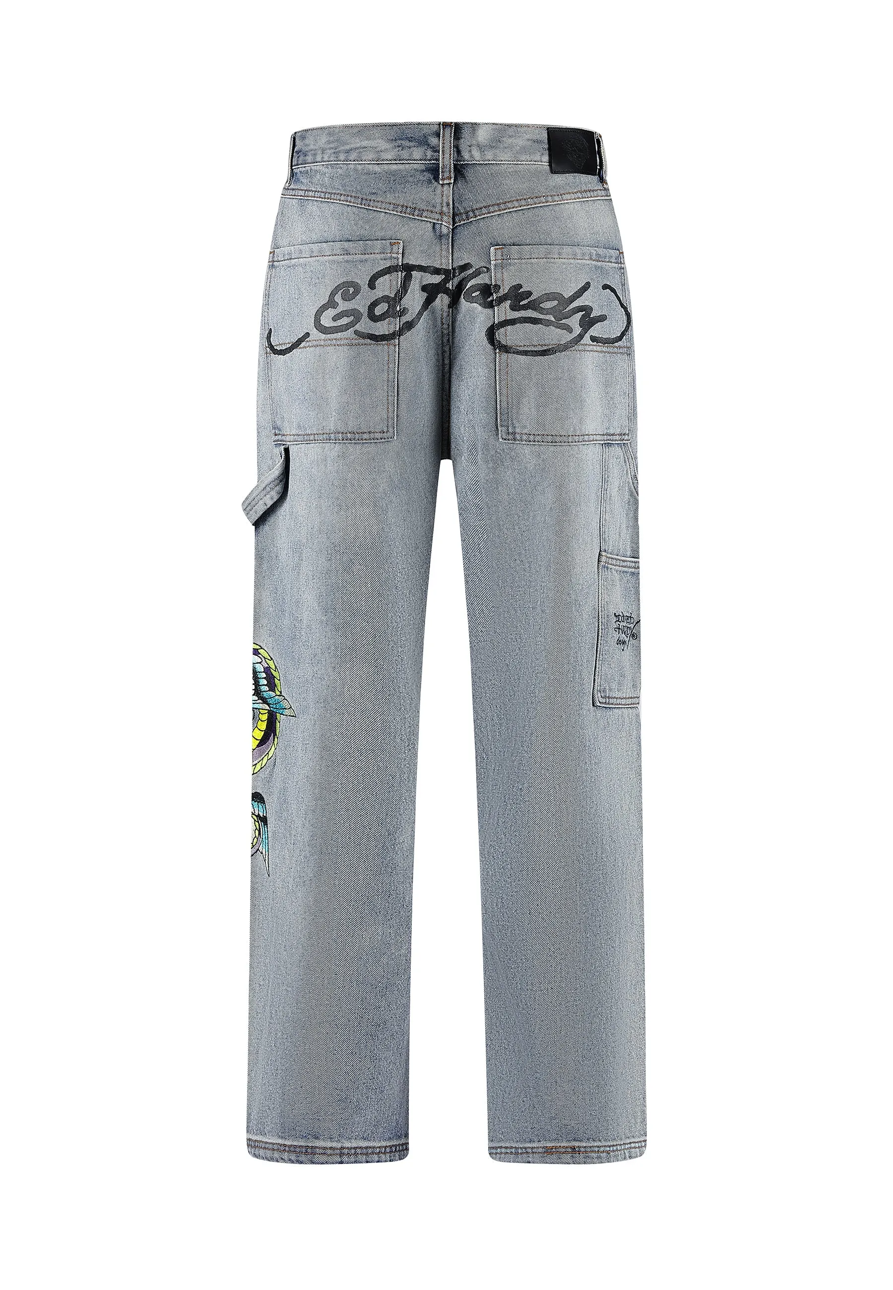 Mens Flying Dragon Carpenter Denim Trousers Jeans - Blue