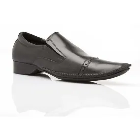 Mens Zasel Murphy Black Leather Slip On Shoes