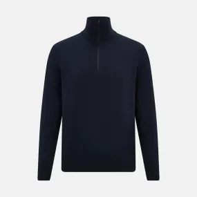 Midnight Blue Half-Zip Cashmere Jumper