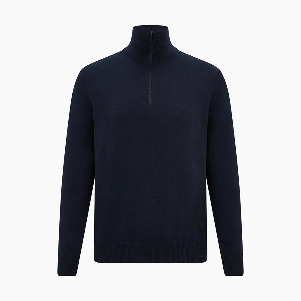 Midnight Blue Half-Zip Cashmere Jumper