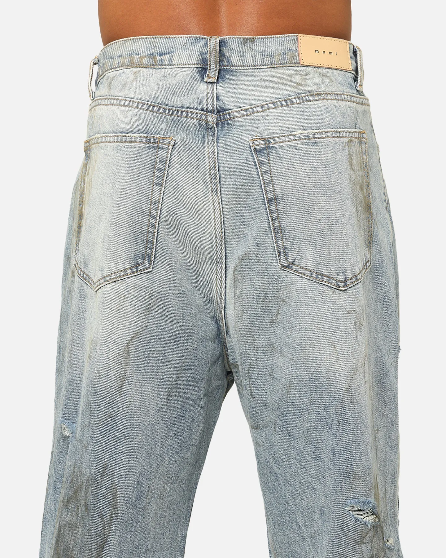 MNML Ultra Baggy Thrashed Denim Jeans Blue