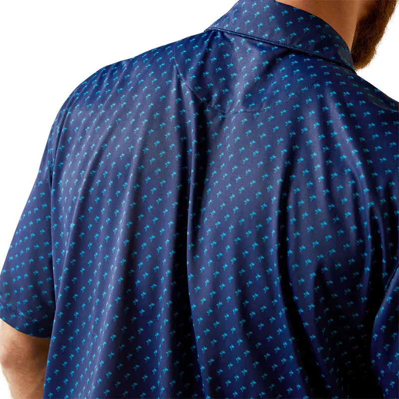 Monaco Blue Mens Ariat All Over Print Polo