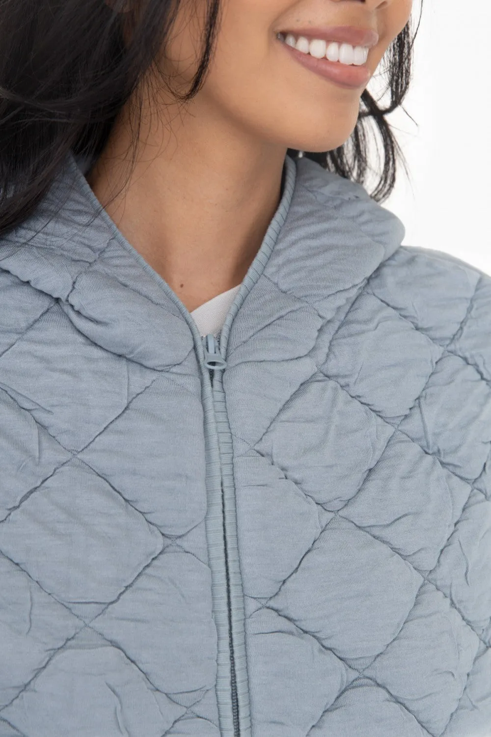 Mono B Oversized Quilted Fleece Vest with Hood