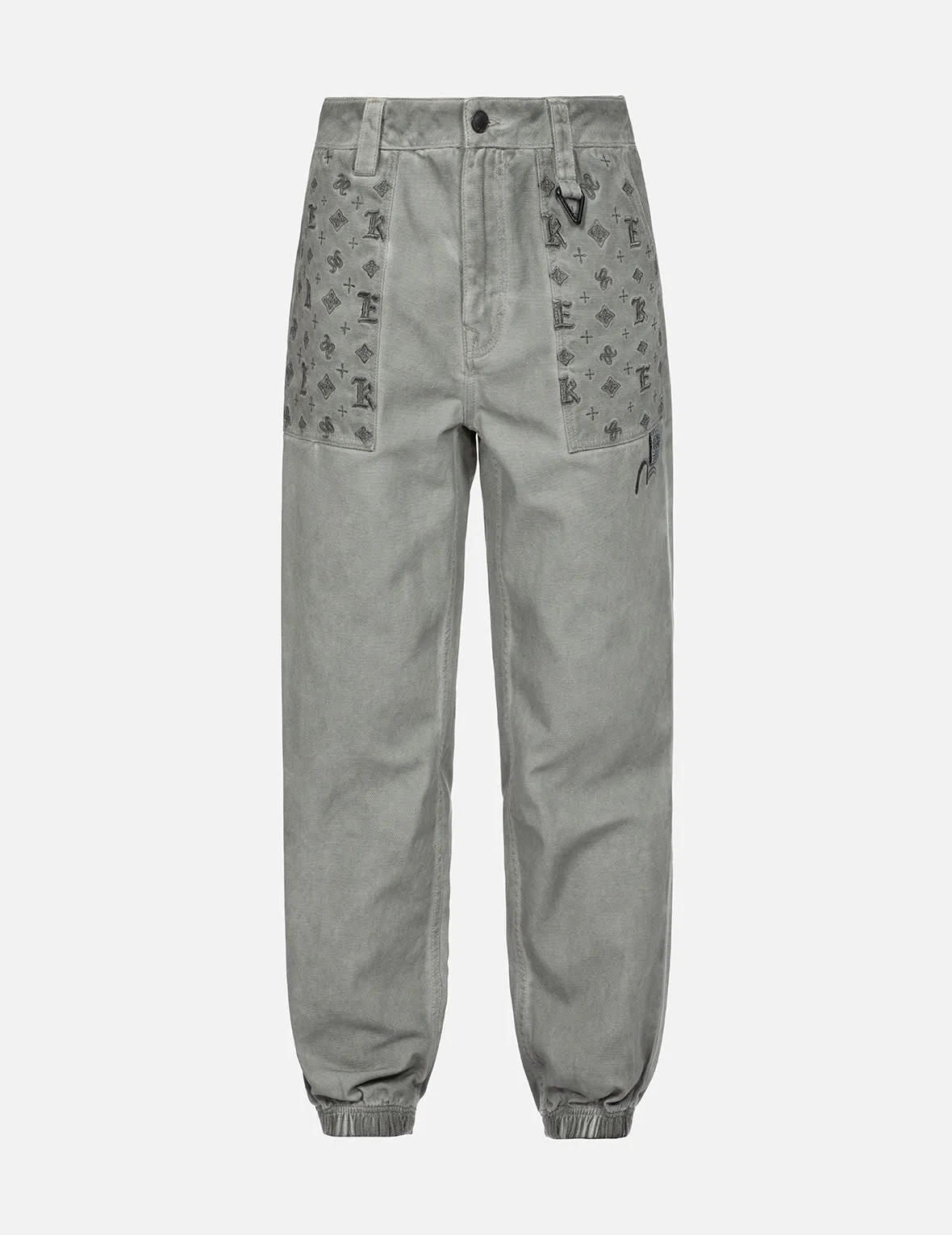 Monogram Embroidered Pocket Garment Dye Jogger Pants