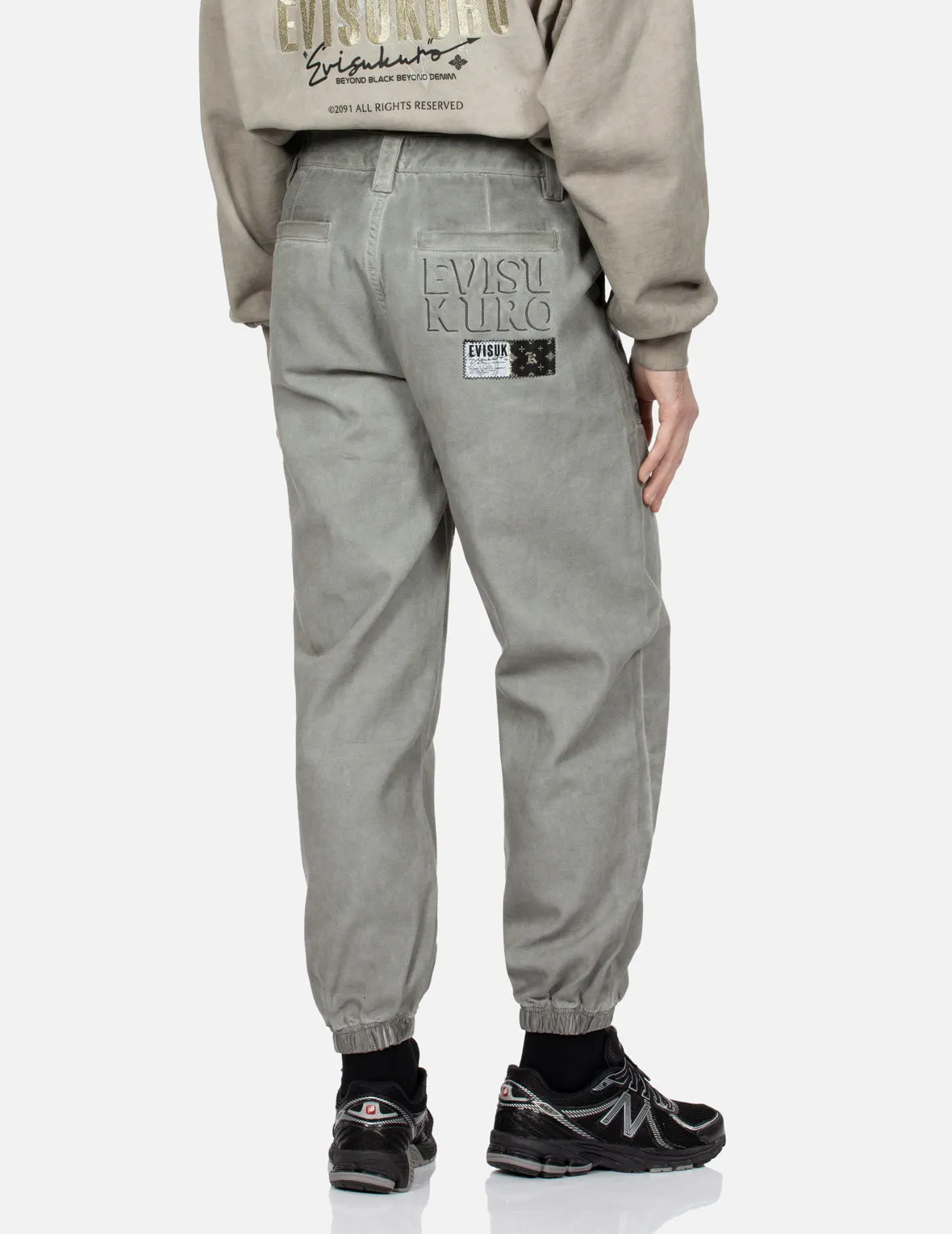 Monogram Embroidered Pocket Garment Dye Jogger Pants