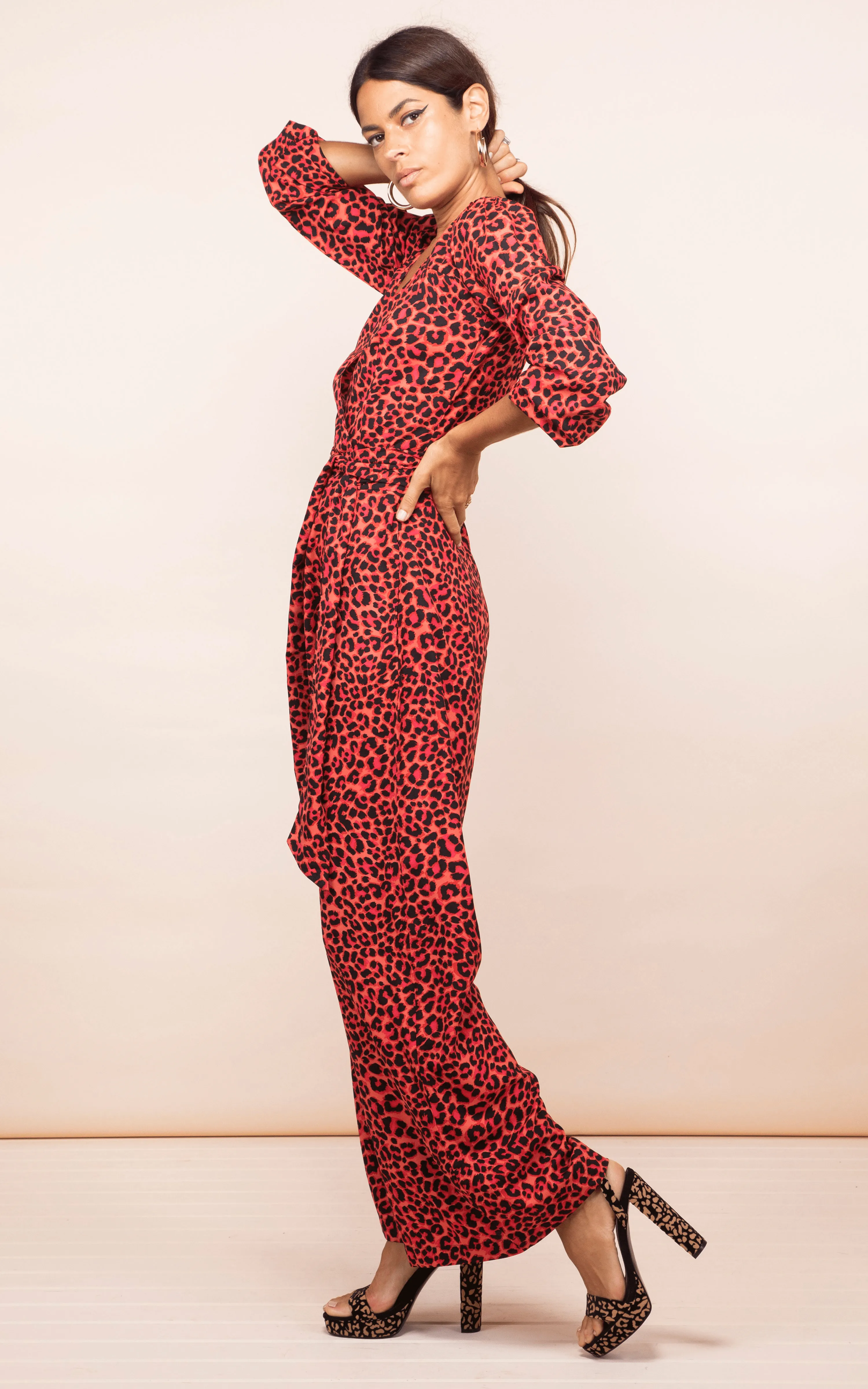 Mossie Jumpsuit Ruby Red Leopard