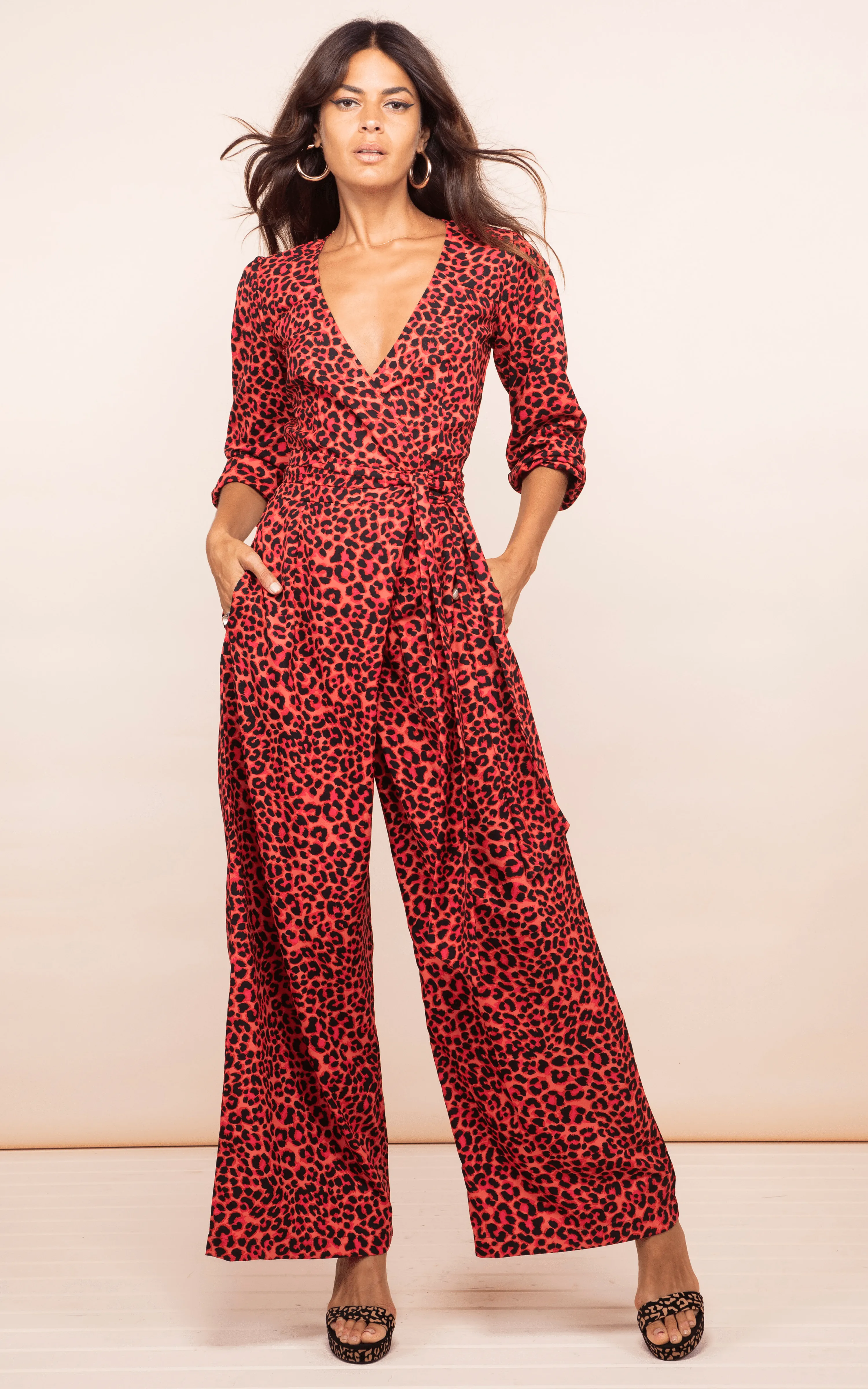 Mossie Jumpsuit Ruby Red Leopard