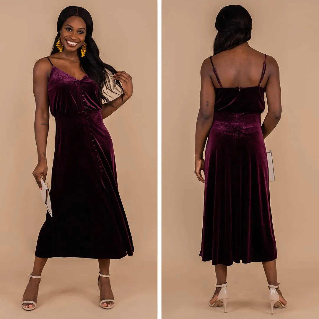 My First Choice Plum Purple Velvet Midi Dress